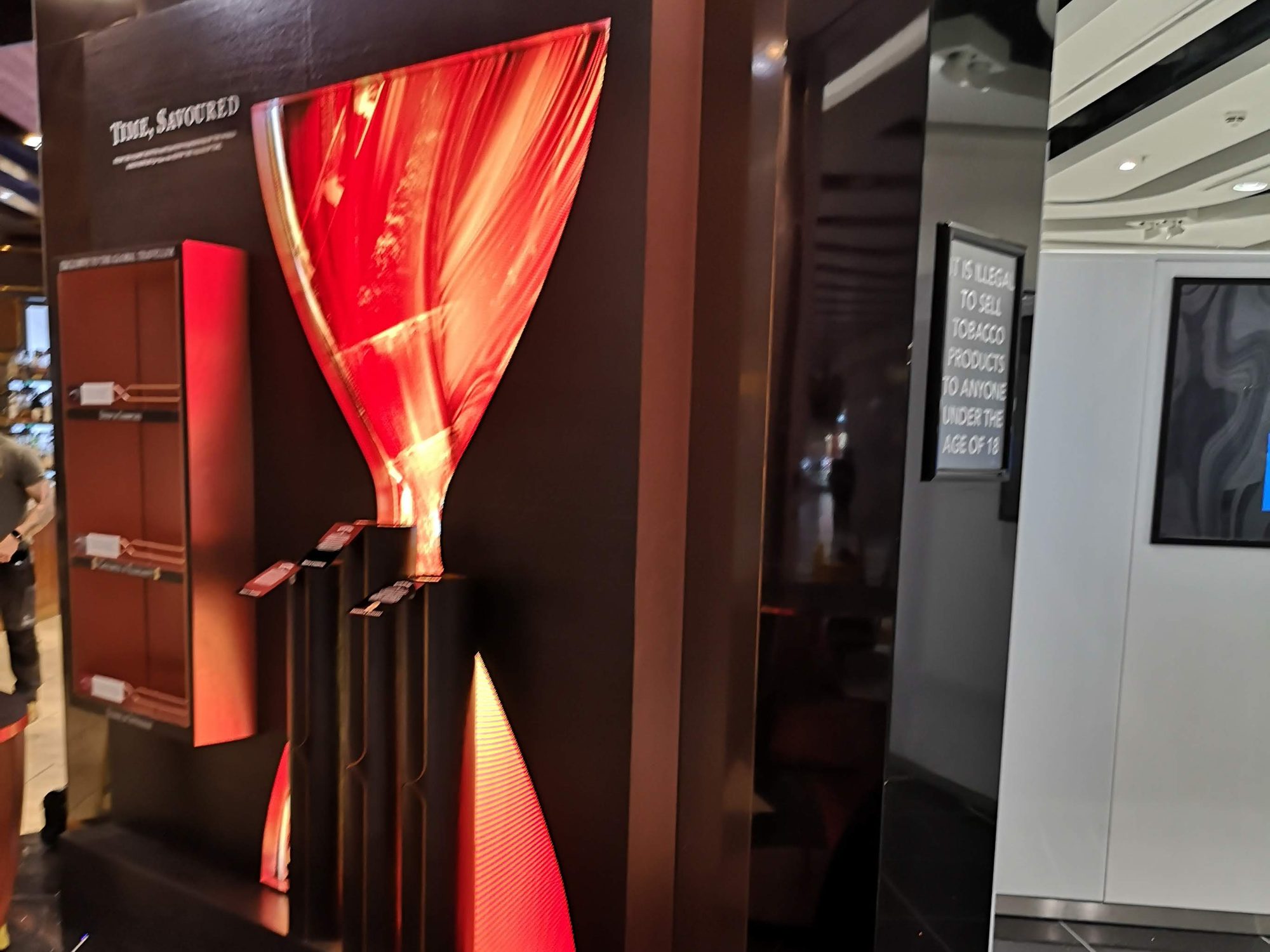 LED hourglass for a brand space, Manchester Airport
