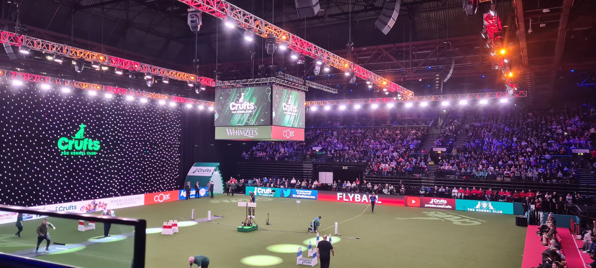 Flown arena screens, Crufts, NEC