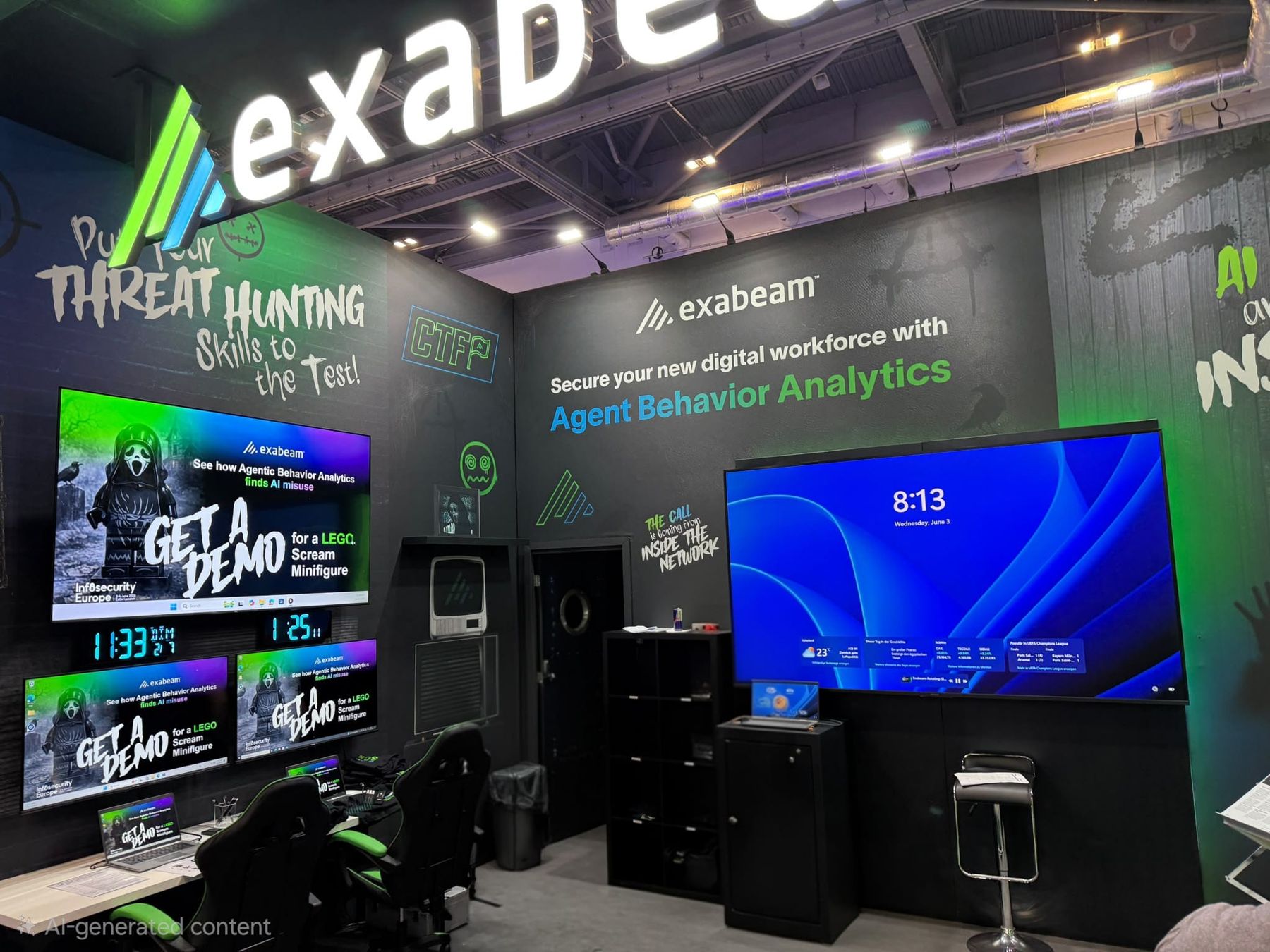 Screens on a tech show stand