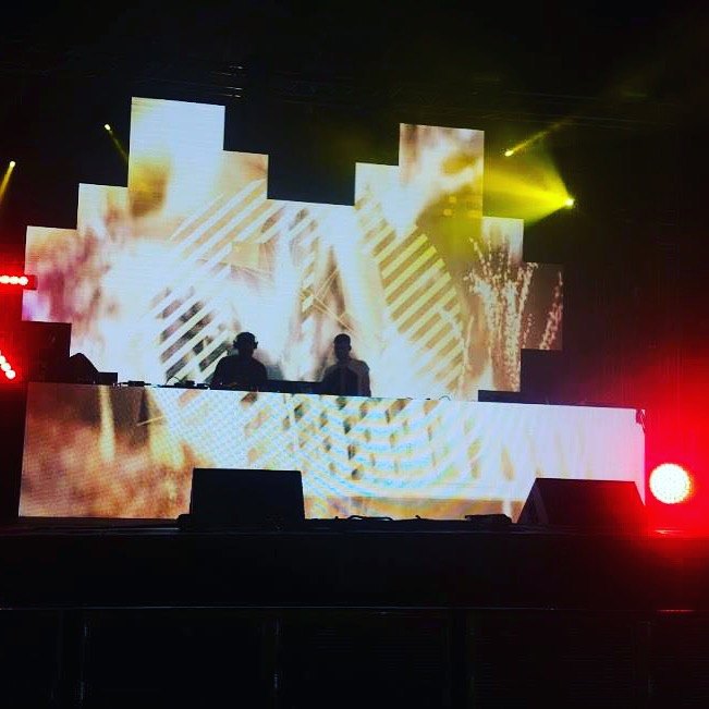 Shaped LED wall for a DJ stage